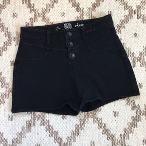 High-waisted black shorts